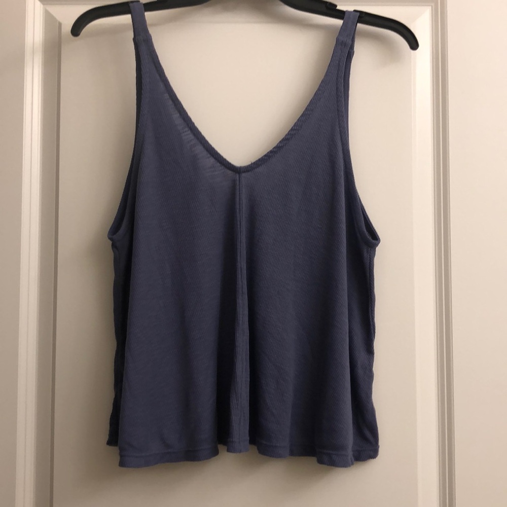 FREE PEOPLE DANI PERIWINKLE BLUE RIBBED TANK TOP